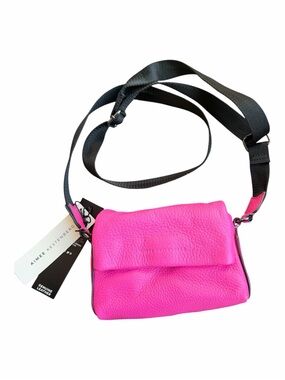 Aimee Kestenberg Hot Pink Pebbled Leather Crossbody with Black Strap